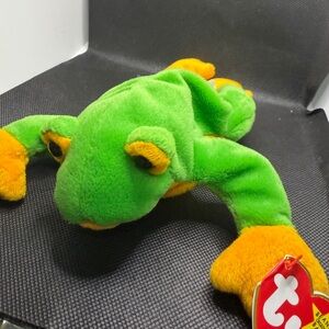 Ty Green and Orange Frog Plush